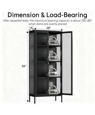 Tempered Glass Sturdy Steel Frame 3-Side Display Cabinet