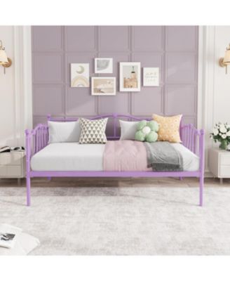 Twin Size Daybed, Sofa Bed Frame with Heart-Shaped Decoration and Steel Slat Support, Space-Saving, No Box Spring Needed, for Apartment
