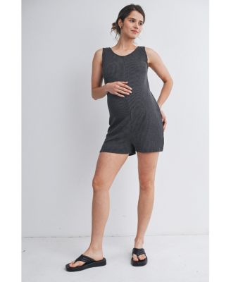 Maternity Ribbed Sleeveless Crewneck Romper