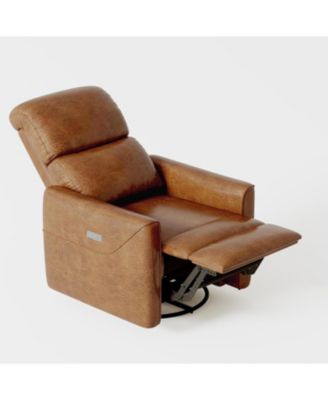 Power Recliner Chair Swivel Glider, Upholstered Faux Leather Nursery Reclining Sofa Chair with Charging Port, Adjustable Footrest