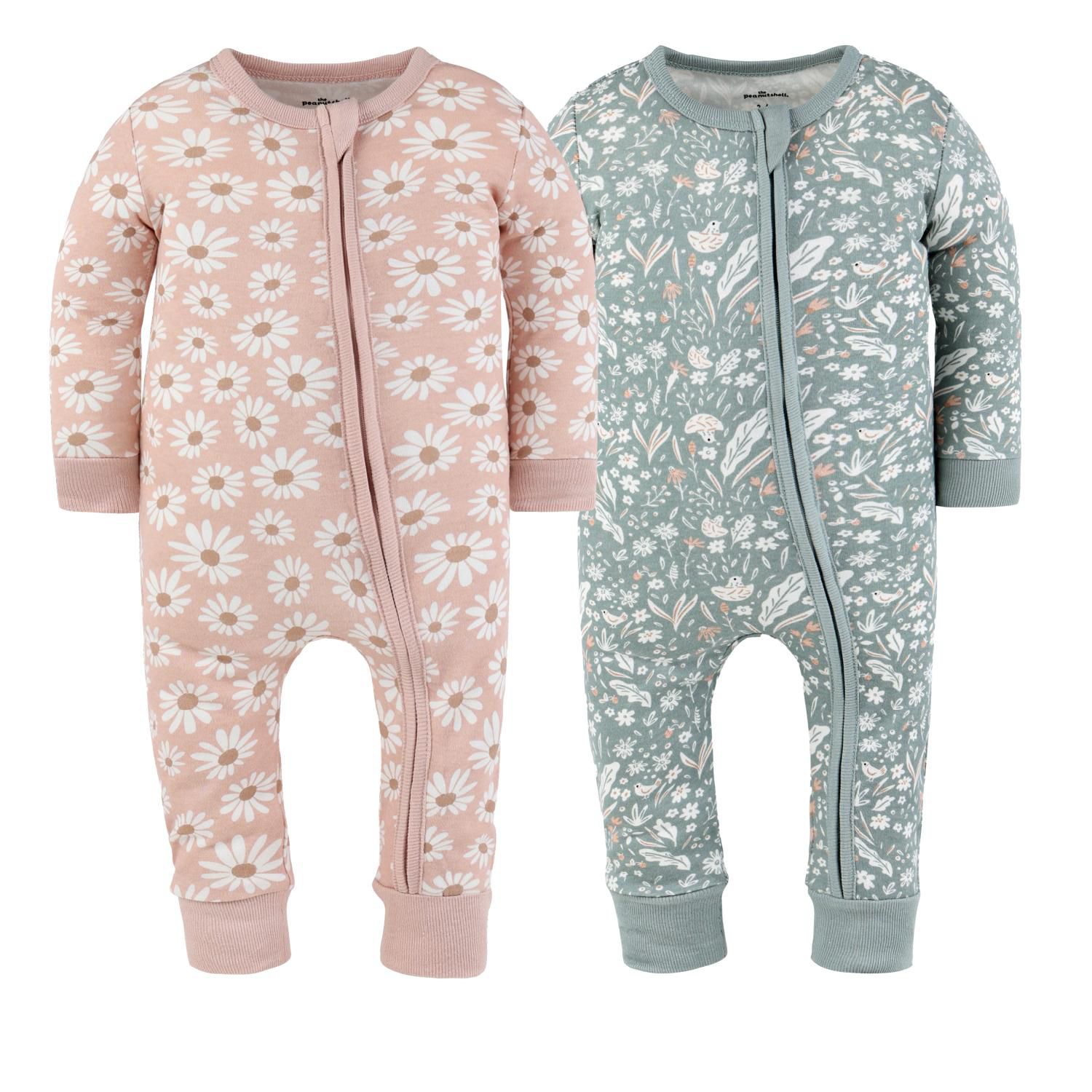 Baby Girls Boho Meadow Cotton 2 Pack Footless Pajamas