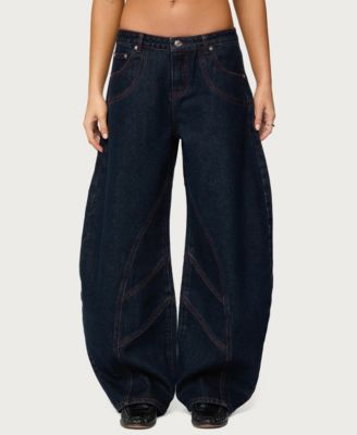 Women's Double Pocket Low Rise Barrel Leg Jeans