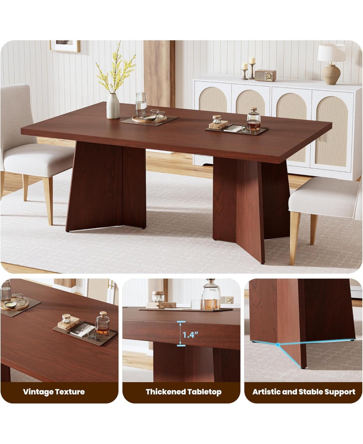 gaomon Dining Table for 6-8 People - 63" Modern Long Kitchen with Large Tabletop