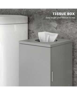 Bathroom Toilet Paper Cabinet with Doors and Shelves,