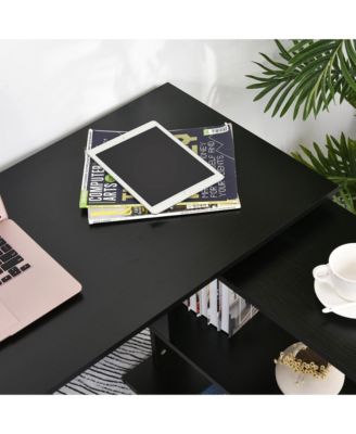 360° Rotating Combo Writing Table Office Hollow Core Hobby Desk w/ Storage Shelf