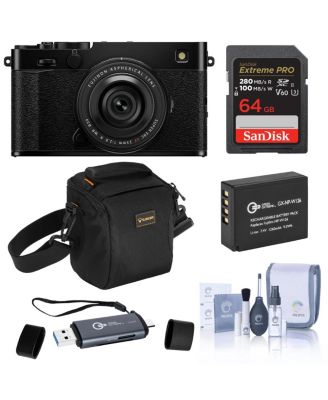 X-E5 Mirrorless Camera with XF 23mm f/2.8 R WR Lens,  Bundle with 64GB Extreme PRO SDXC Memory Card, Shoulder Bag, Extra Battery, OTG