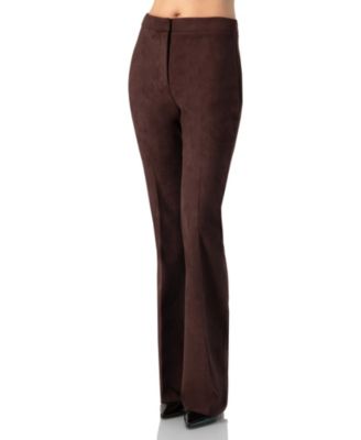 Women's Flared Faux-Suede Trousers with Simulated Back Pockets