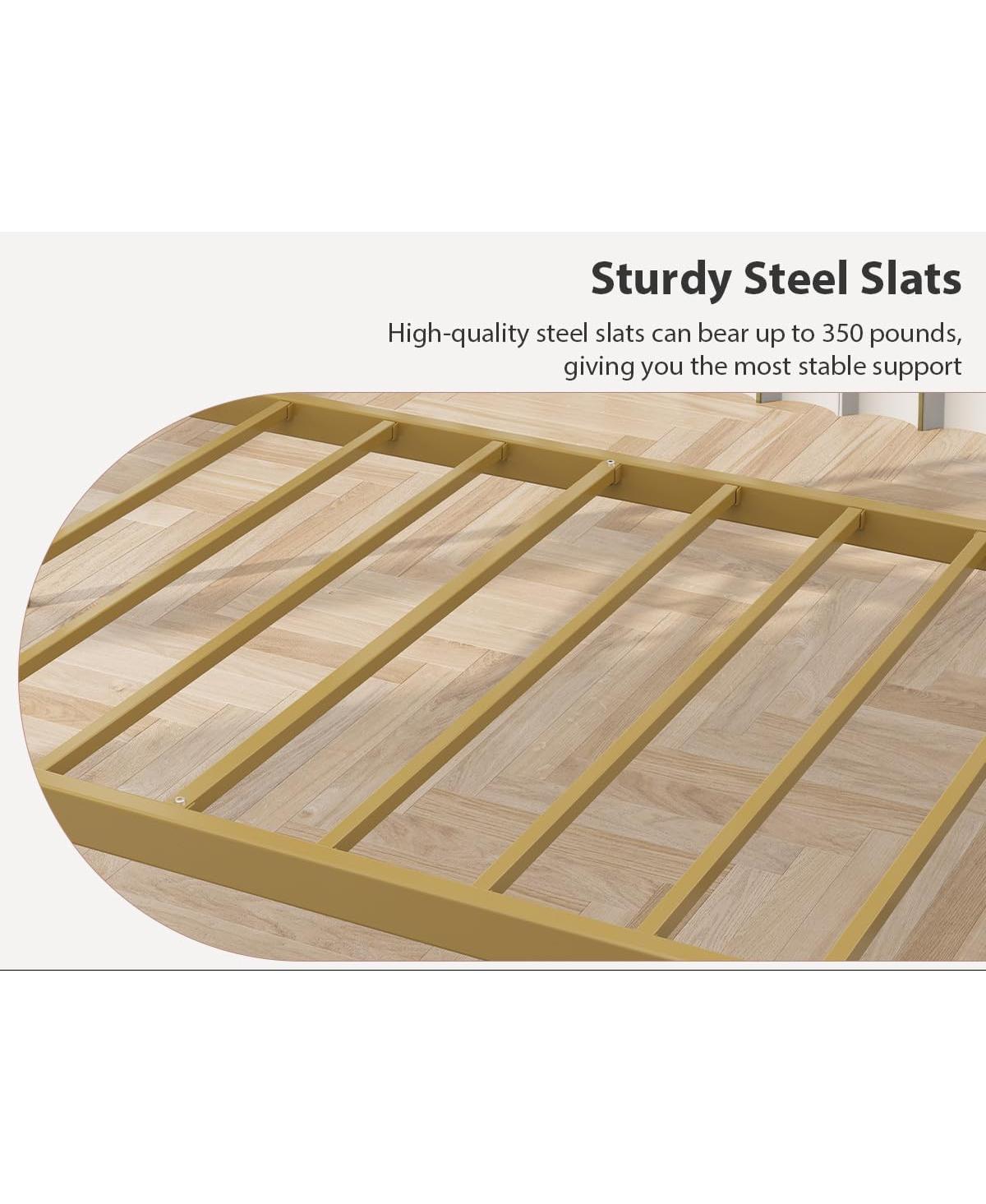 gaomon Twin Size Daybed Frame, Metal Platform Sofa Bed with Stylish Headboard, Heavy Duty Steel Slat Support