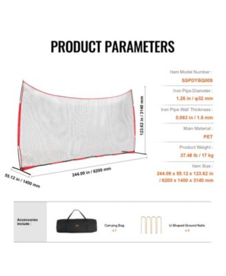 Barricade Backstop Net, 20x10 ft Sports Barrier Netting with Carry Bag, Practice Screen for Baseball, Softball, Soccer and Hockey