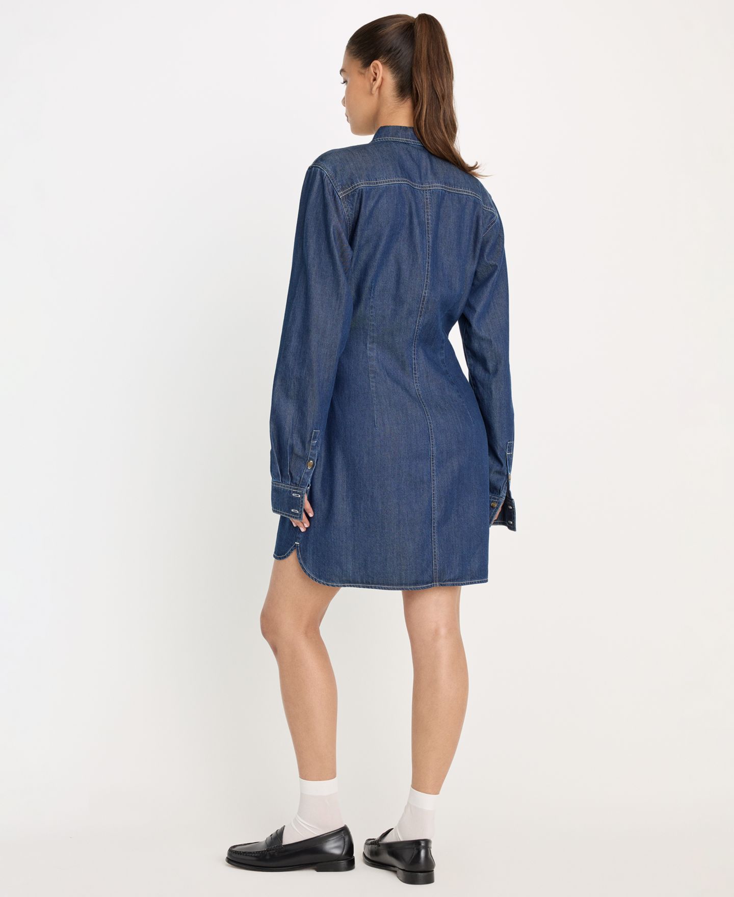 Женское платье Good American Denim Wrap Shirt Dress, Regular & Plus Size, цвет: Индиго — фото 4