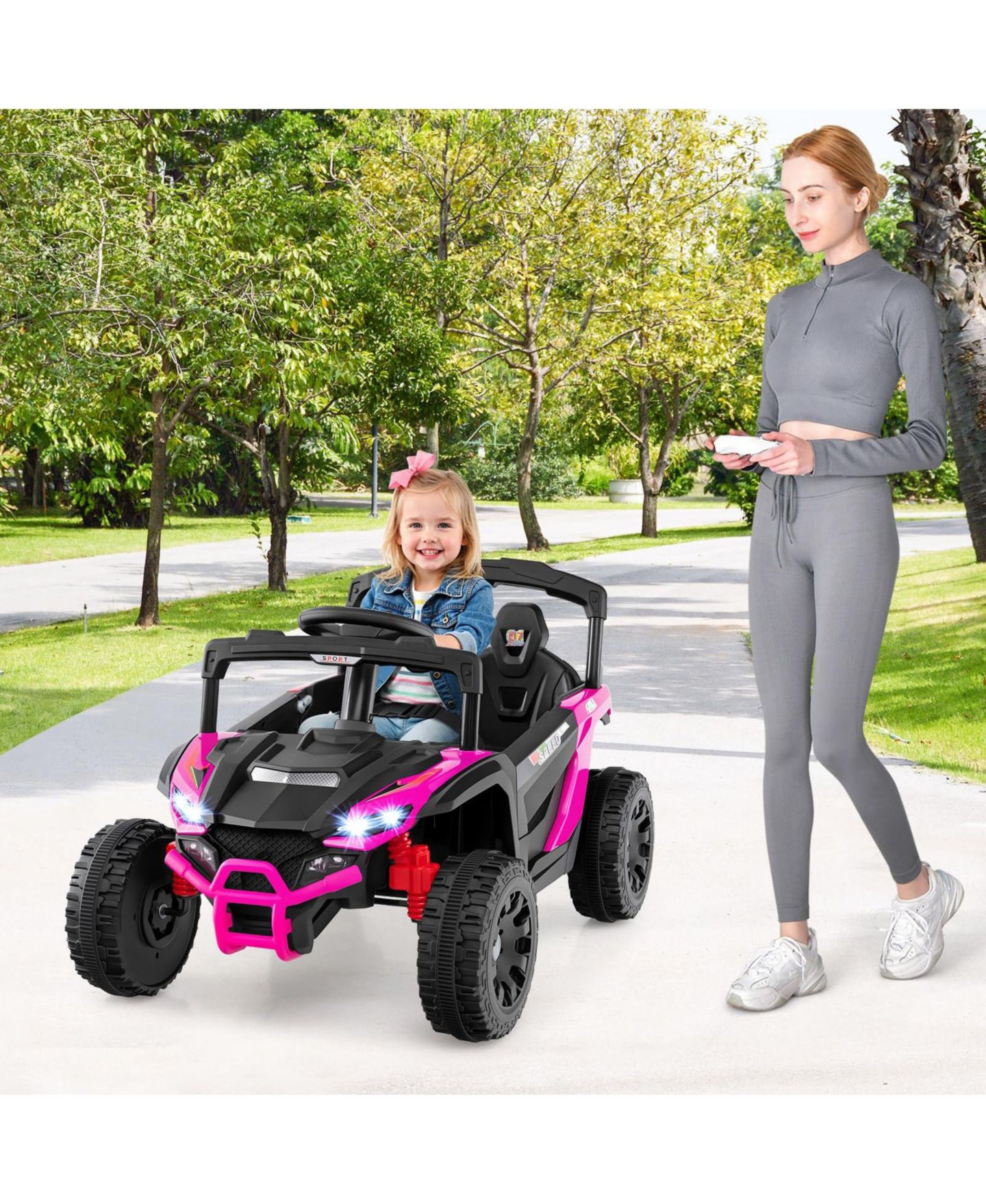 Детская игрушка Mecale 12V Electric Remote Control Ride-On UTV with LED Lights, Ages 3-8, цвет: Розовый — фото 9