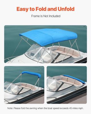 4 Bow Boat Bimini Top, 600D Polyester Waterproof Sun Protection Canopy with Storage Bag