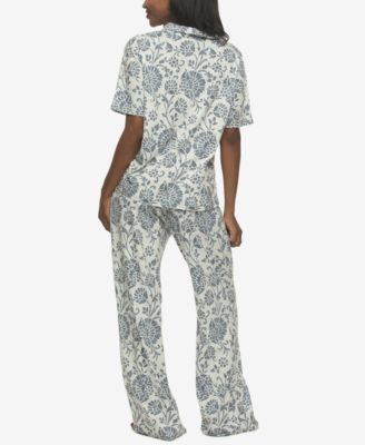 Women's Josephine Notched Collared Shirt and Pants Pajama Set Style 900872