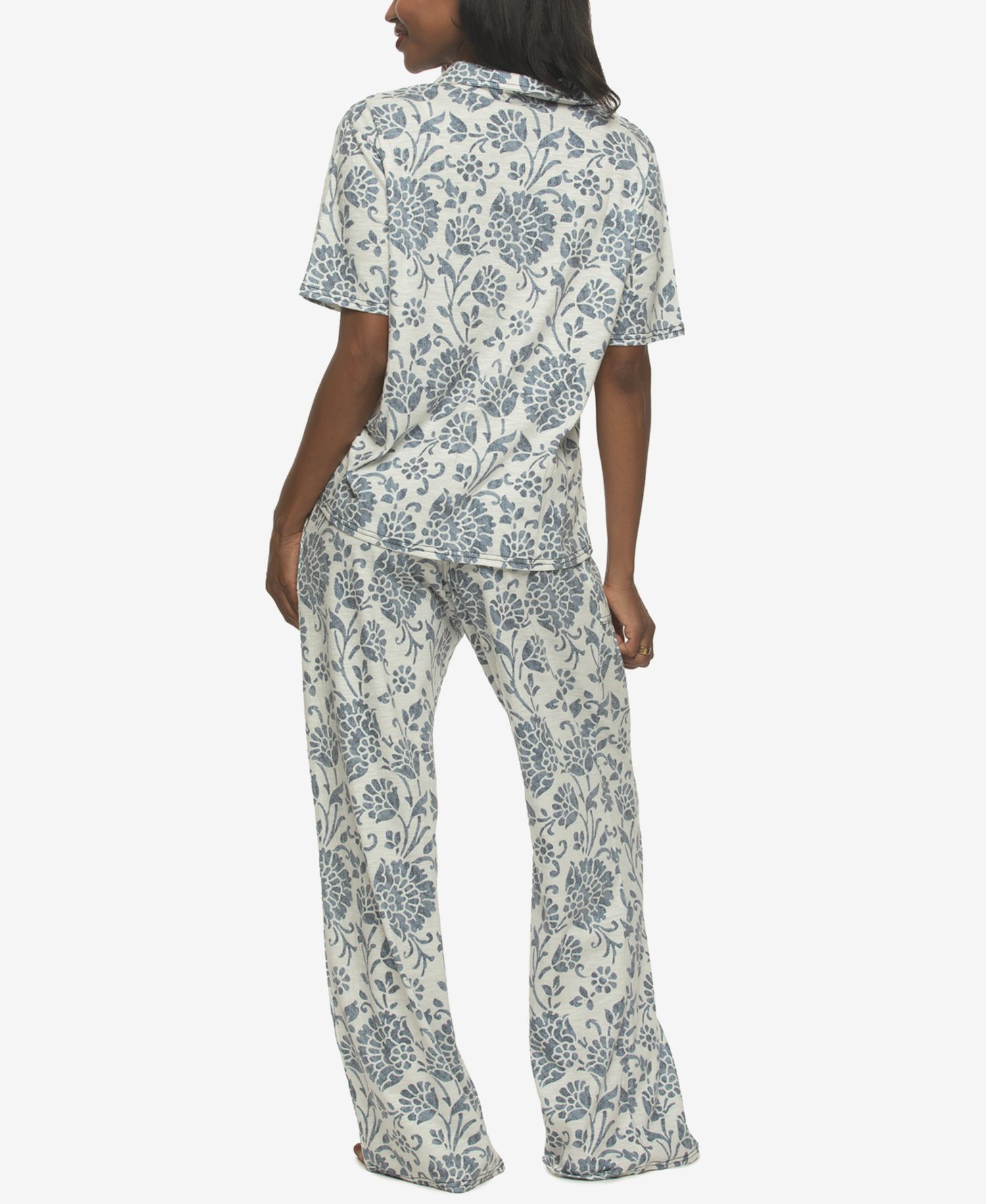 Women's Josephine Notched Collared Shirt and Pants Pajama Set Style