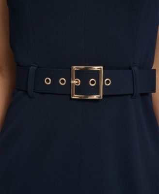 Women's Belted Pleated Hem Dress