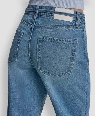Women's Mid-Rise Forward Seamed Barrel Jeans With Self Belt