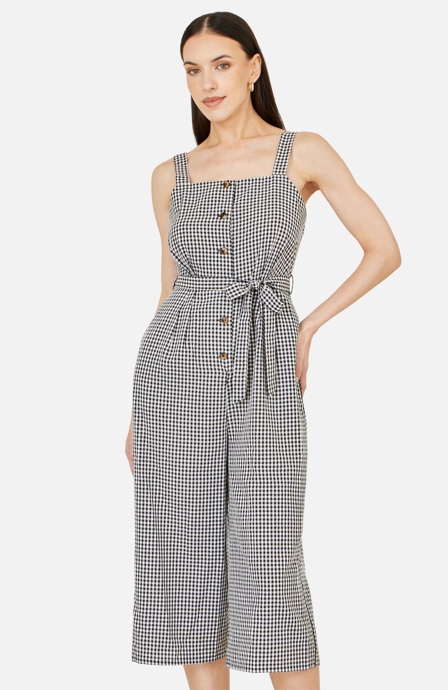 Women's Gingham Button Through Jumpsuit