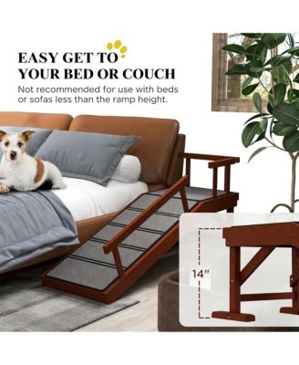 Solid Wood Dog Ramp for Bed & Couch,Brown