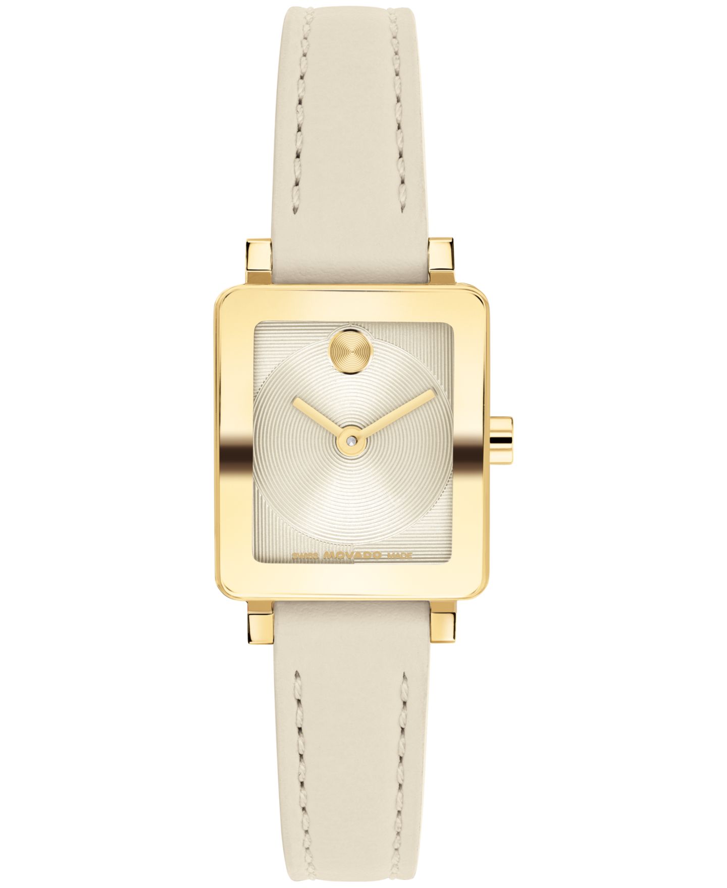 Женские часы Movado Bold Evolution 2.0 Mini Tank Swiss Quartz Chalk Leather Watch, 20x23mm — фото 1