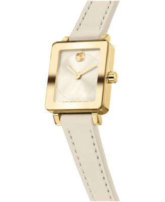 Women's Bold Evolution 2.0 Mini Tank Swiss Quartz Chalk Leather Watch, 20x23mm