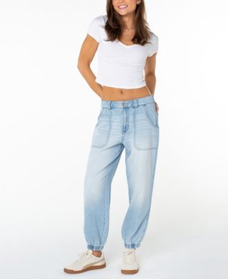 Juniors' High-Rise Denim Joggers