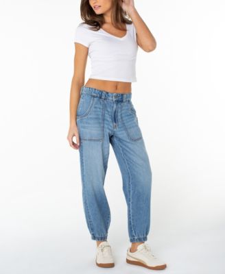 Juniors' High Rise Denim Joggers