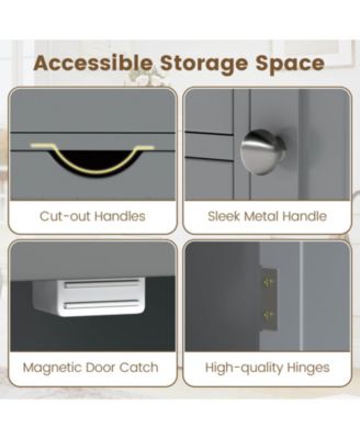 x 12''W x 32''H.  Wooden 4 Drawer Bathroom Cabinet Storage Cupboard 2 Shelves Free Standing