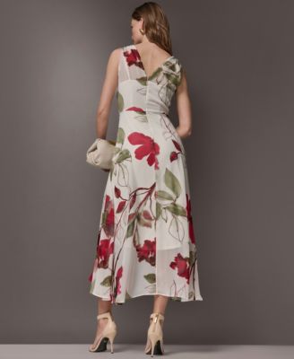 Women's Floral Faux Wrap Midi Dress
