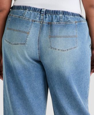 Trendy Plus Size Tie-Waist Wide-Leg Jeans