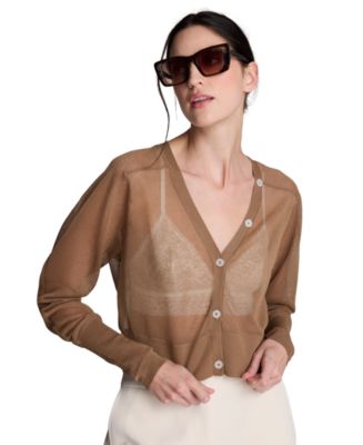 【キャメル】sheer cardigan Shawl Cardigan - Camel