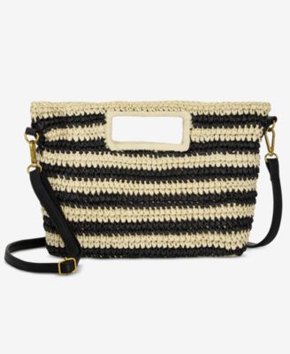 Striped Straw Clutch Bag