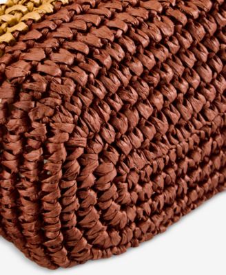 Ombr&eacute; Striped Straw Clutch Bag