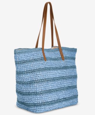 Ombr&eacute; Striped Straw Slouchy Tote Bag