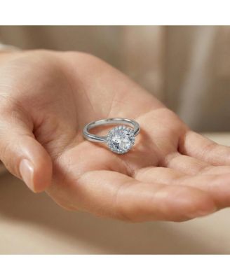 Elegant White Gold Plated Radiant Halo CZ Solitaire Ring