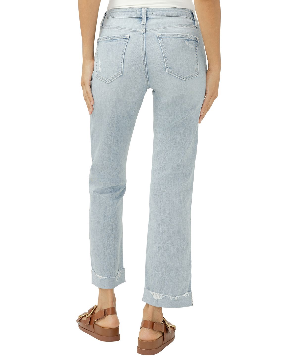 Silver Jeans Co. Women's Chelsea Mid-Rise Straight Leg Luxe Stretch Jeans view 5 — MAYCSS fashion products