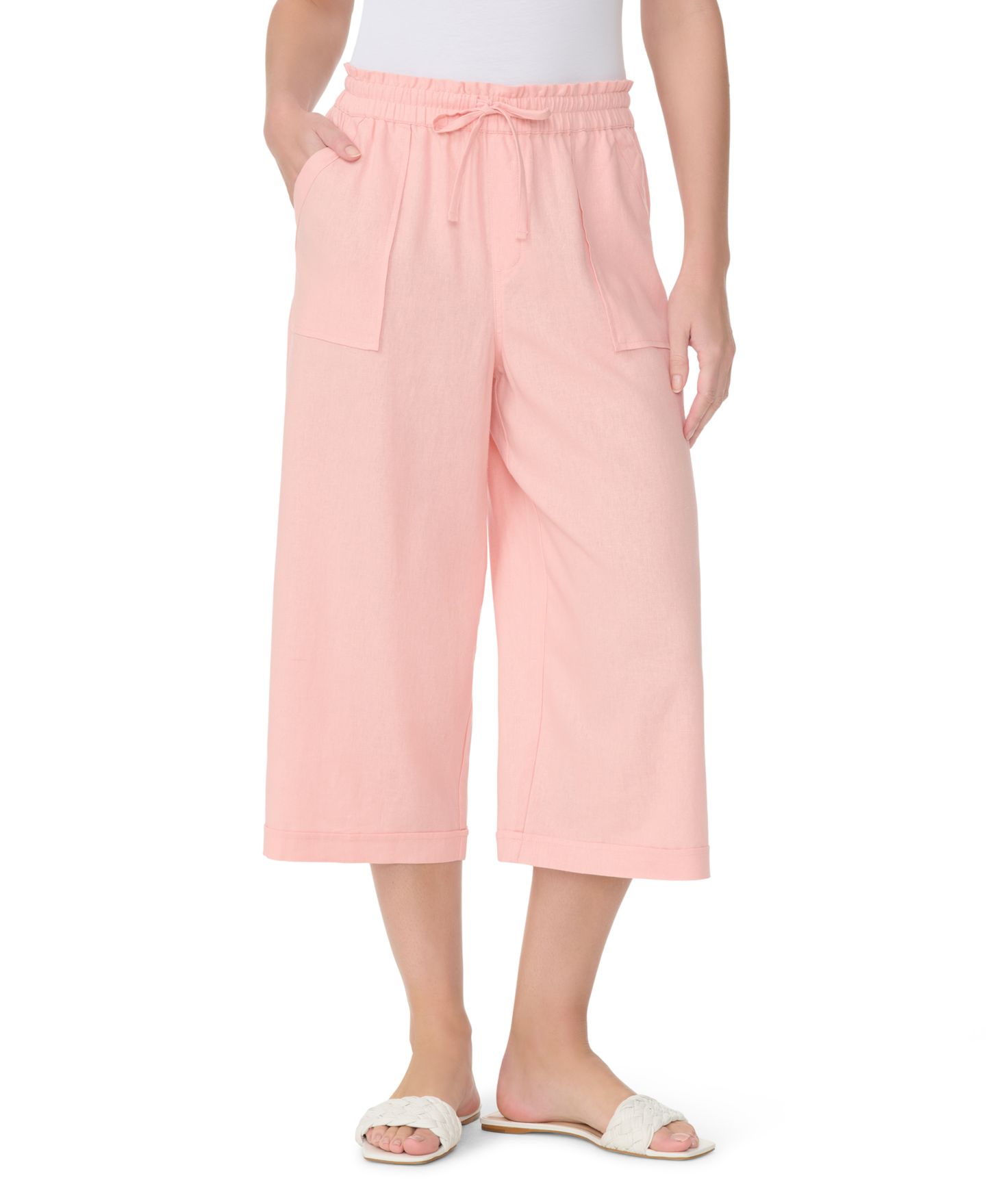 Женские брюки Gloria Vanderbilt Linen Pull On Wide-Leg Crop Pants, цвет: Коралловый — фото 1