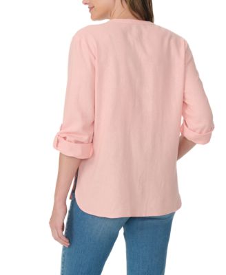 Women's Linen Band Collar Top
