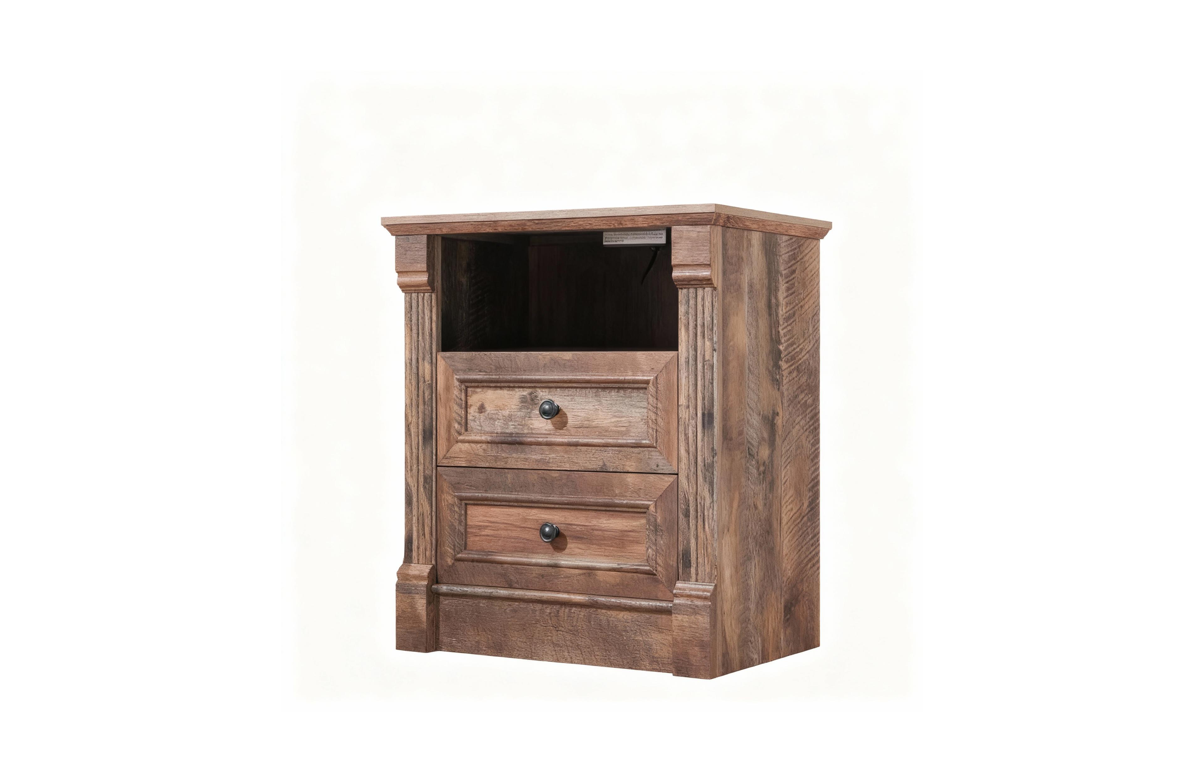 Yigii Farmhouse Nightstand with Charging Station and Storage