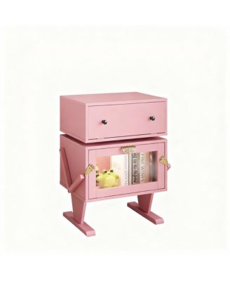 YGII LED Nightstand with 360° Rotating Drawer for Bedroom or Office