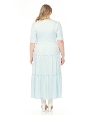 Plus Size Square Neck Short-Sleeve Tiered Dress