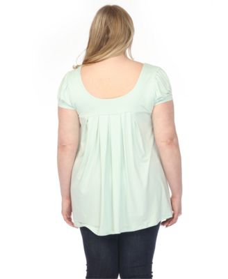Plus Size Cap-Sleeve Pleated Top