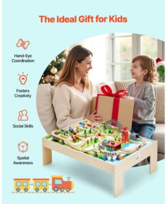 120-Piece Train Table with Collapsible Bin & 3-in-1 Design