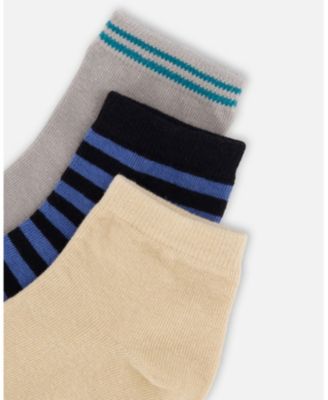 Boy Socks (3 Pairs) Set Striped Blue and Black - Toddler|Child