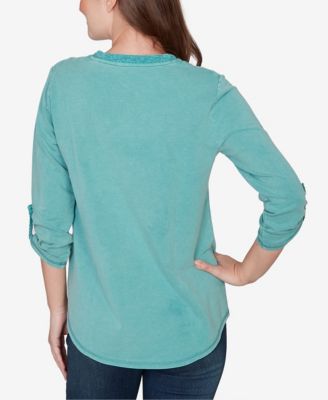 Plus Size Lace Applique French Terry Top