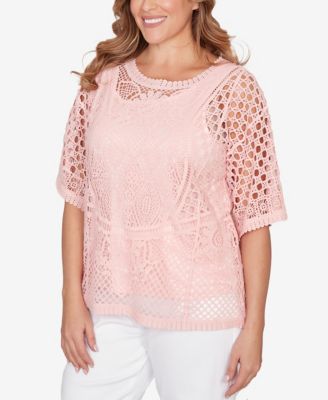 Plus Size Chemical Lace Pullover Sweater
