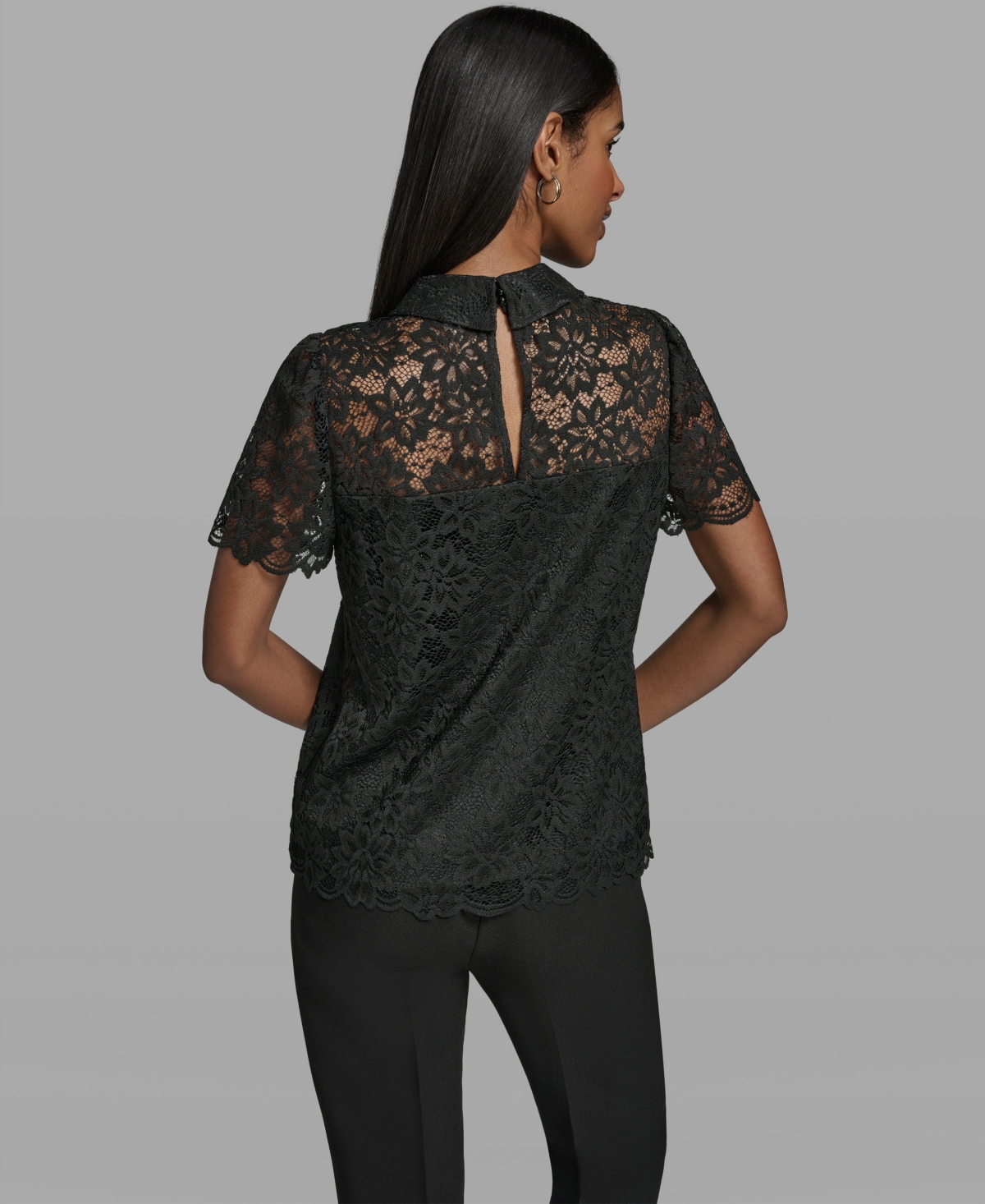 Karl Lagerfeld Paris Women's Short-Sleeve Woven Blouse