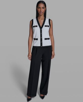 Women's Button-Down V-Neck Sweater