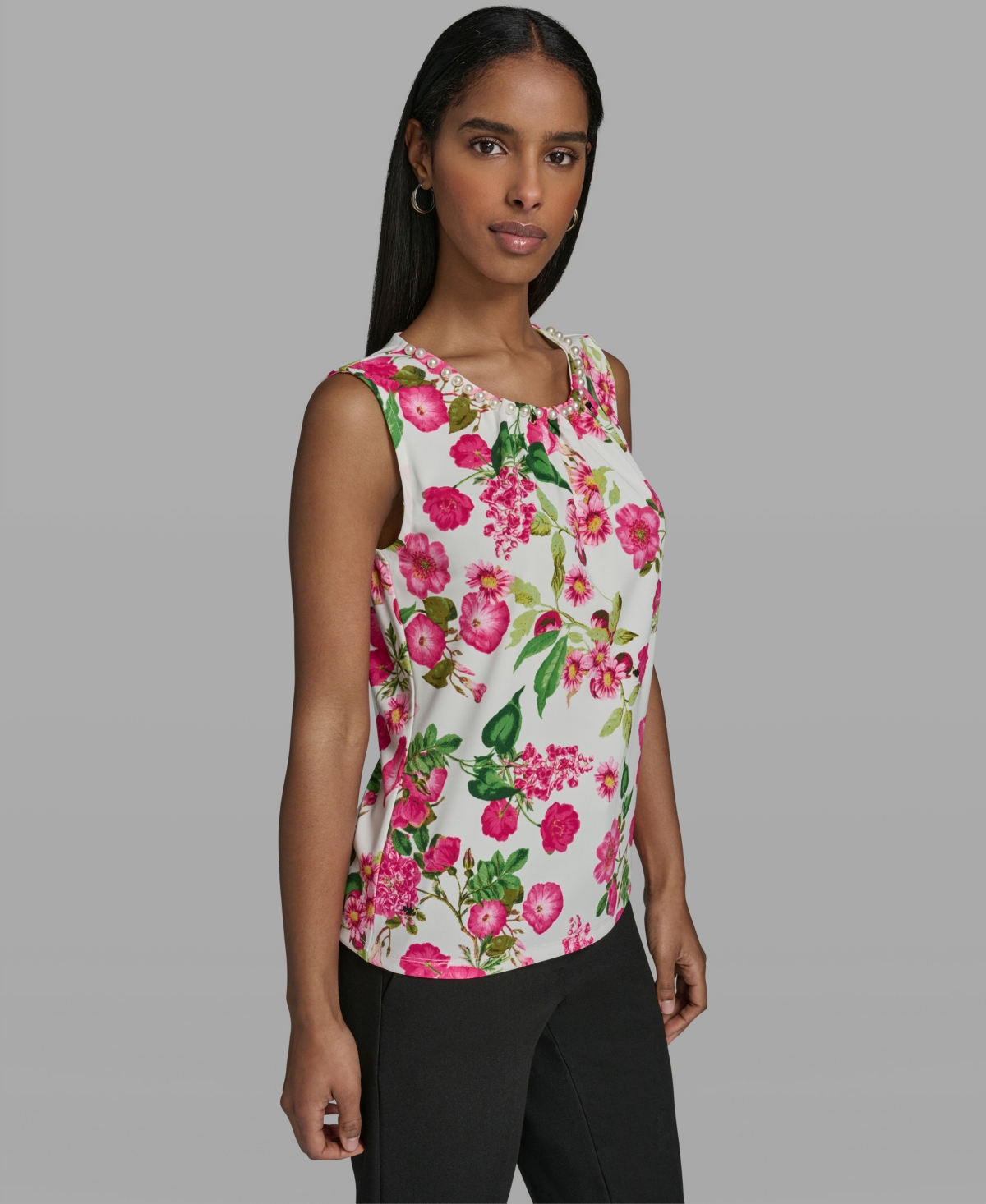 Karl Lagerfeld Paris Women's Crewneck Woven Top