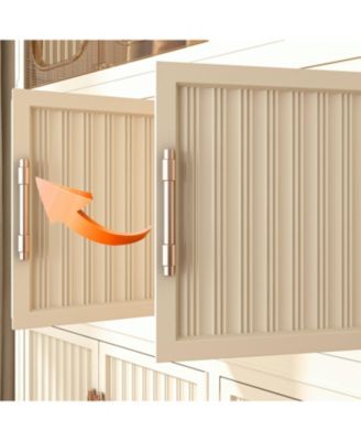 Portable Wardrobe Closet with Magnetic Doors, 4 Cubes, Hanging Rod & 10 Hangers