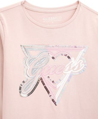 Girls' 7-16 Long-Sleeve Embroidered Sequin Logo T-Shirt